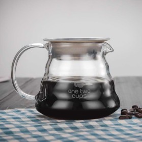One Two Cups Coffee Maker Pot V60 Drip Kettle Teko Kopi Barista Borosilicate Glass 360 ml - SE101 - 1