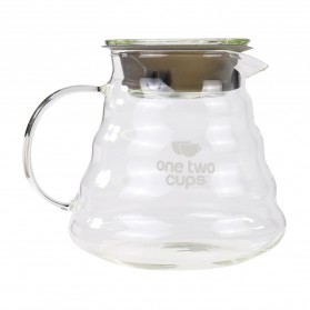 One Two Cups Coffee Maker Pot V60 Drip Kettle Teko Kopi Barista Borosilicate Glass 600ml - SE101