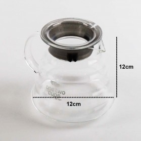 One Two Cups Coffee Maker Pot V60 Drip Kettle Teko Kopi Barista Borosilicate Glass 600ml - SE101 - 7