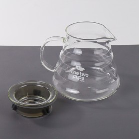 One Two Cups Coffee Maker Pot V60 Drip Kettle Teko Kopi Barista Borosilicate Glass 600ml - SE101 - 8