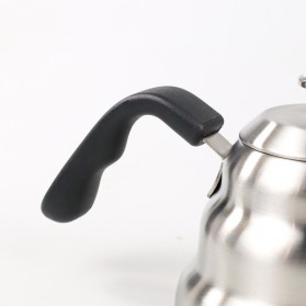 One Two Cups Coffee Maker Pot V60 Drip Kettle Teko Barista Kopi 1 Liter with Thermometer - LZP-8003 - Silver - 3