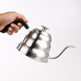 One Two Cups Coffee Maker Pot V60 Drip Kettle Teko Barista Kopi 1 Liter with Thermometer - LZP-8003 - Silver - 6