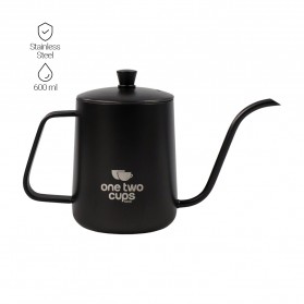 One Two Cups Coffee Maker Pot Long Mouth Drip Kettle Teko Kopi Barista 600ml - 8408 - Black