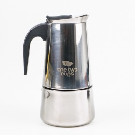One Two Cups Espresso Coffee Maker Moka Pot Teko Stovetop Filter 450ml 9 Cup - Z20 - Silver