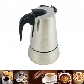 One Two Cups Espresso Coffee Maker Moka Pot Teko Stovetop Filter 450ml 9 Cup - Z21 - Silver
