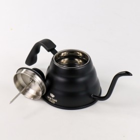 One Two Cups Teko Kopi Maker Pot Drip Kettle 1 Liter with Thermometer - KE4012 - Black - 10
