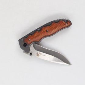 KNIFEZER Blade Pisau Lipat Berburu Survival Tactical Knife Wooden Handle - CBF64 - Brown - 2