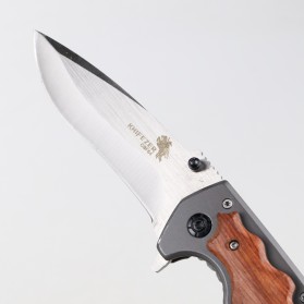 KNIFEZER Blade Pisau Lipat Berburu Survival Tactical Knife Wooden Handle - CBF64 - Brown - 3