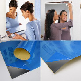 SOLEDI Sticker Dekorasi Dinding Reflection Mirror PVC 50x100cm - SL02 - Silver - 4