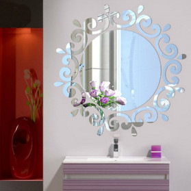 SOLEDI Stiker Dekorasi Dinding European Style Mirror Acrylic - SL06 - Silver - 1