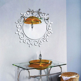 SOLEDI Stiker Dekorasi Dinding European Style Mirror Acrylic - SL06 - Silver - 3