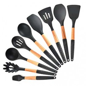 GLANYOMI Cooking Tools Set Spatula Alat Masak Dapur Kitchen Utensils Silicon 9 PCS - KT397 - Black