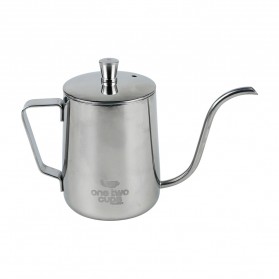 One Two Cups Teko Pitcher Kopi Teh Teapot Drip Kettle Cup Stainless Steel 350ml - AA0052 - Silver