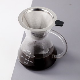 One Two Cups Coffee Maker Pot V60 Teko Kopi Barista Borosilicate Glass 500ml with Filter - YD-KT001 - Transparent - 5