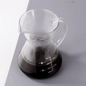 One Two Cups Coffee Maker Pot V60 Teko Kopi Barista Borosilicate Glass 500ml with Filter - YD-KT001 - Transparent - 6