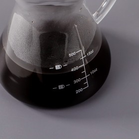 One Two Cups Coffee Maker Pot V60 Teko Kopi Barista Borosilicate Glass 500ml with Filter - YD-KT001 - Transparent - 7
