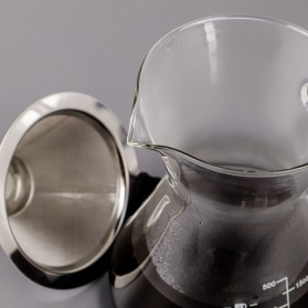 One Two Cups Coffee Maker Pot V60 Teko Kopi Barista Borosilicate Glass 500ml with Filter - YD-KT001 - Transparent - 8