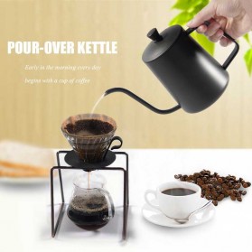 One Two Cups Teko Pitcher Kopi Teh Hand Drip Kettle Cup Stainless Steel 350ml - ZM00102 - Black - 7