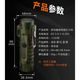 Jobon Explorer Korek Api Elektrik Plasma Arc Lighter Outdoor Waterproof with Senter LED - F1230 - Black - 4