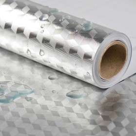 AWOO Wallpaper Anti Minyak Aluminium Foil Waterproof Sticker 300x60 cm Model Cubic - YK-292 - Silver - 2