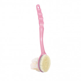 TREESMILE Sikat Mandi Bath Brush Back Rubbing with Shower Puff - LF73009 - Pink