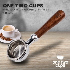 One Two Cups Handle Coffee Bottomless Portafilter 58mm - E61 - Brown