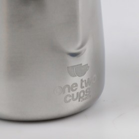 One Two Cups Gelas Milk Jug Kopi Espresso Latte Art Stainless Steel 350ml - ZM0078 - Silver - 6