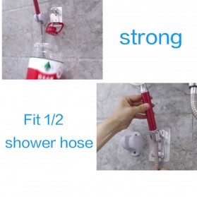 BShower Penyangga Kepala Shower Hose Holder Bracket Drill Free Selang 1/2 Inch - BR-201 - Silver - 4