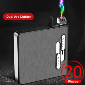 Henda Kotak Rokok 20 Slot dengan Korek Elektrik USB Rechargeable - B02 - Black