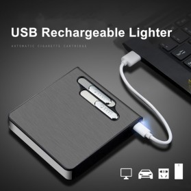 Henda Kotak Rokok 20 Slot dengan Korek Elektrik USB Rechargeable - B02 - Black - 5