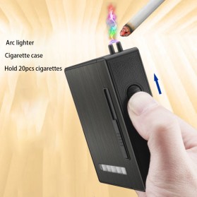 Vamav Kotak Rokok 20 Slot dengan Korek Plasma USB Rechargeable -  JJ-905 - Black