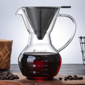 LOULONG Coffee Maker Pot V60 Teko Kopi Barista Borosilicate Glass 600ml + Filter - KT600 - Transparent