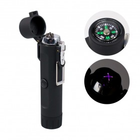 Focus Korek Api Elektrik Pulse Plasma Cross Double Arc Lighter with Senter LED - JL320 - Black