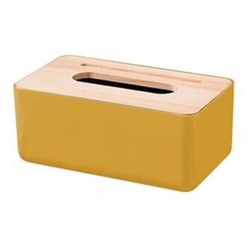 TaffHOME Kotak Tisu Kayu Solid Wooden Tissue Box - ZJ007 - Yellow