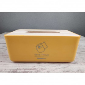 TaffHOME Kotak Tisu Kayu Solid Wooden Tissue Box - ZJ007 - Yellow - 2
