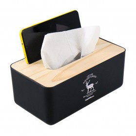 TaffHOME Kotak Tisu Kayu Solid Wooden Tissue Box - ZJ007 - Black