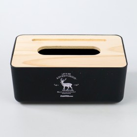 TaffHOME Kotak Tisu Kayu Solid Wooden Tissue Box - ZJ007 - Black - 2