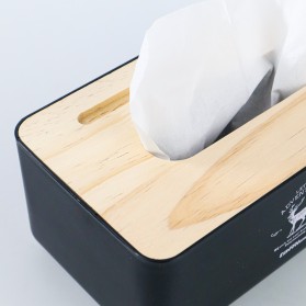 TaffHOME Kotak Tisu Kayu Solid Wooden Tissue Box - ZJ007 - Black - 4