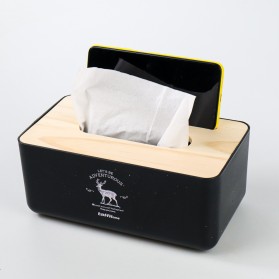 TaffHOME Kotak Tisu Kayu Solid Wooden Tissue Box - ZJ007 - Black - 6