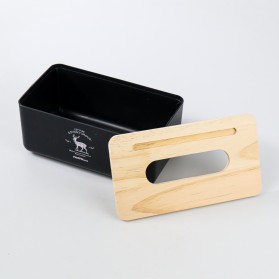 TaffHOME Kotak Tisu Kayu Solid Wooden Tissue Box - ZJ007 - Black - 8