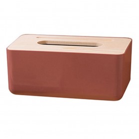 TaffHOME Kotak Tisu Kayu Solid Wooden Tissue Box - ZJ007 - Red - 1