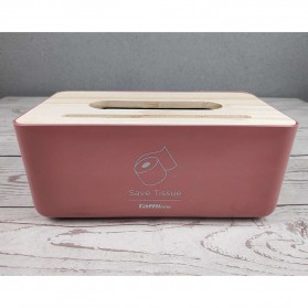 TaffHOME Kotak Tisu Kayu Solid Wooden Tissue Box - ZJ007 - Red - 2