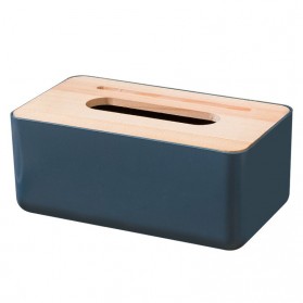 TaffHOME Kotak Tisu Kayu Solid Wooden Tissue Box - ZJ007 - Blue - 1