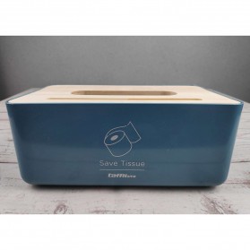 TaffHOME Kotak Tisu Kayu Solid Wooden Tissue Box - ZJ007 - Blue - 2