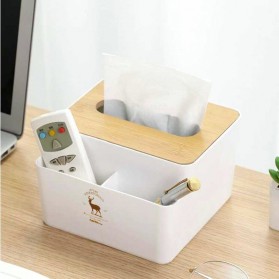 TaffHOME Kotak Tisu Kayu Multifungsi Tempat Remot Organizer Box - ZJ008 - White