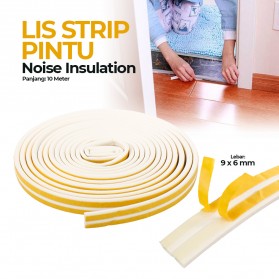 GANCHUN Lis Strip Pintu Door Noise Insulation Rubber Dusting Sealing D Tape 9x6mm 10M - KK-062 - White