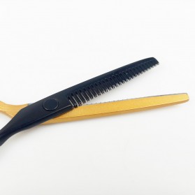 MrTiger Gunting Rambut Professional Barber Hairdressing Scissors Thinning 5.5 Inch - 440C - Black Gold - 4