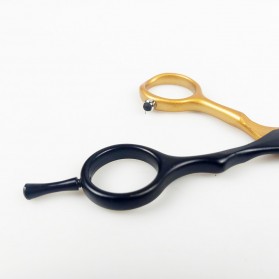 MrTiger Gunting Rambut Professional Barber Hairdressing Scissors Thinning 5.5 Inch - 440C - Black Gold - 5