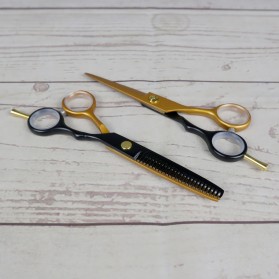 MrTiger Gunting Rambut Professional Barber Hairdressing Scissors 5.5 Inch 2 PCS - 440C - Black Gold - 3