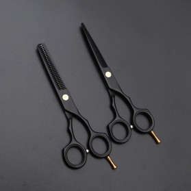 MrTiger Gunting Rambut Professional Barber Hairdressing Scissors 5.5 Inch 2 PCS - 440C - Black Gold - 7